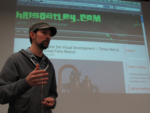 Chris Oatley talks to a group of students at Art Center College in Pasadena, CA.