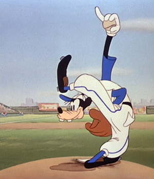 Goofy winds up for a goofy pitch in 'How To Play Baseball'