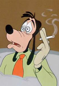 Shocked, Goofy Lights Up A Smoke